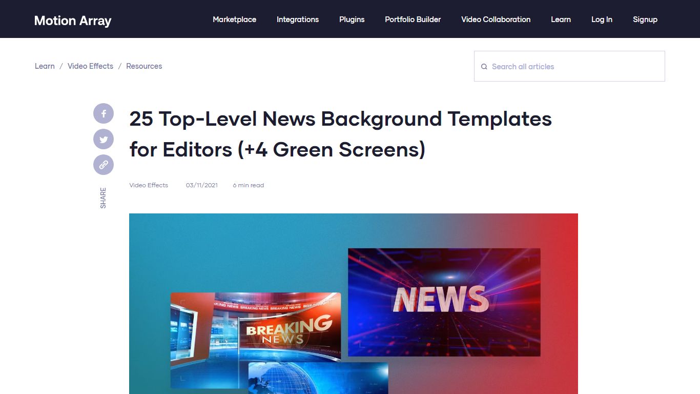 25 Top-Level News Background Templates for Editors (+4 Green Screens)